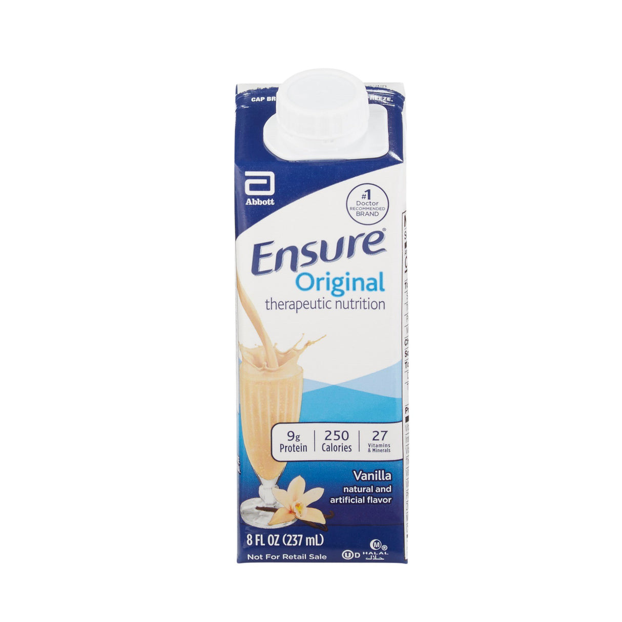 Oral Supplement Ensure® Original Therapeutic Nutrition Shake Vanilla Flavor Liquid 8 oz. Reclosable Carton - BeHope