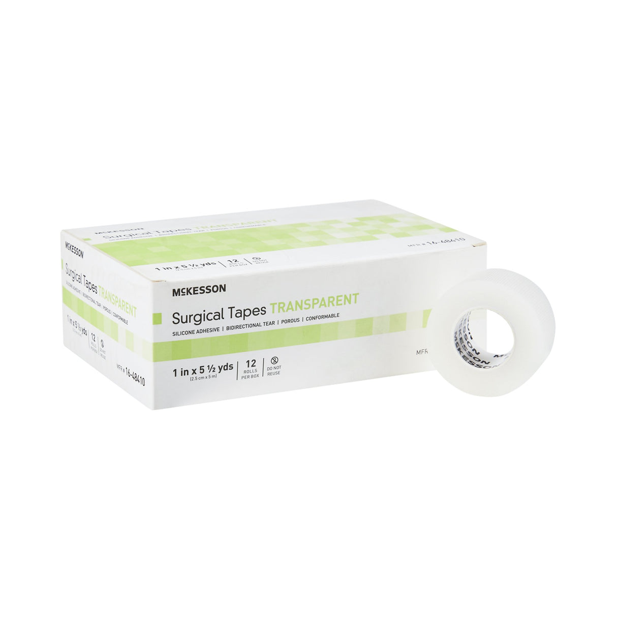 Medical Tape McKesson Transparent 1 Inch X 5-1/2 Yard Plastic / Silicone NonSterile - BeHope