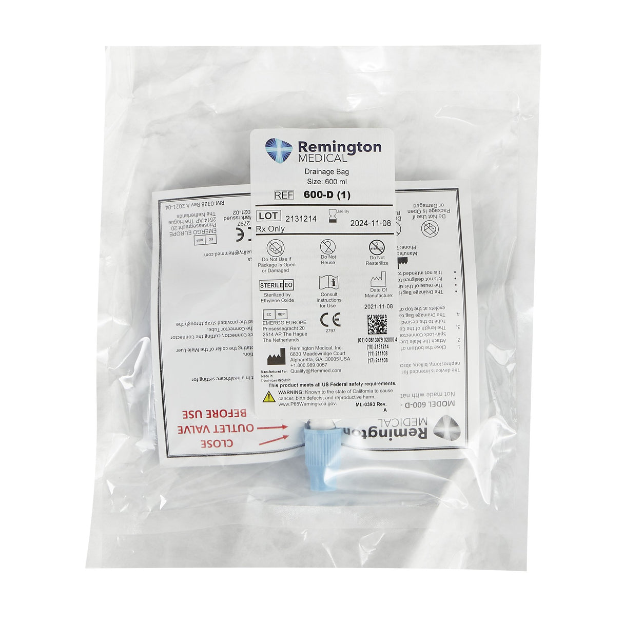 Nephrostomy Drainage Bag Remington - BeHope