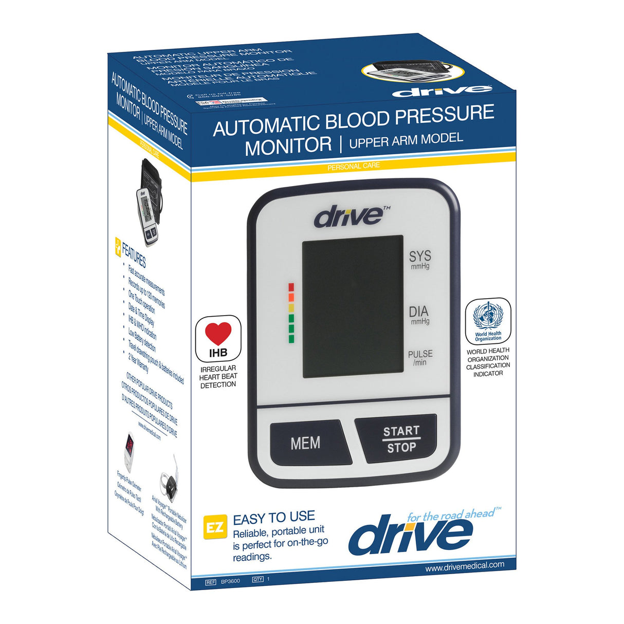 Drive™ Automatic Digital Arm Blood Pressure Monitor Easy-to-Read Screen - BeHope