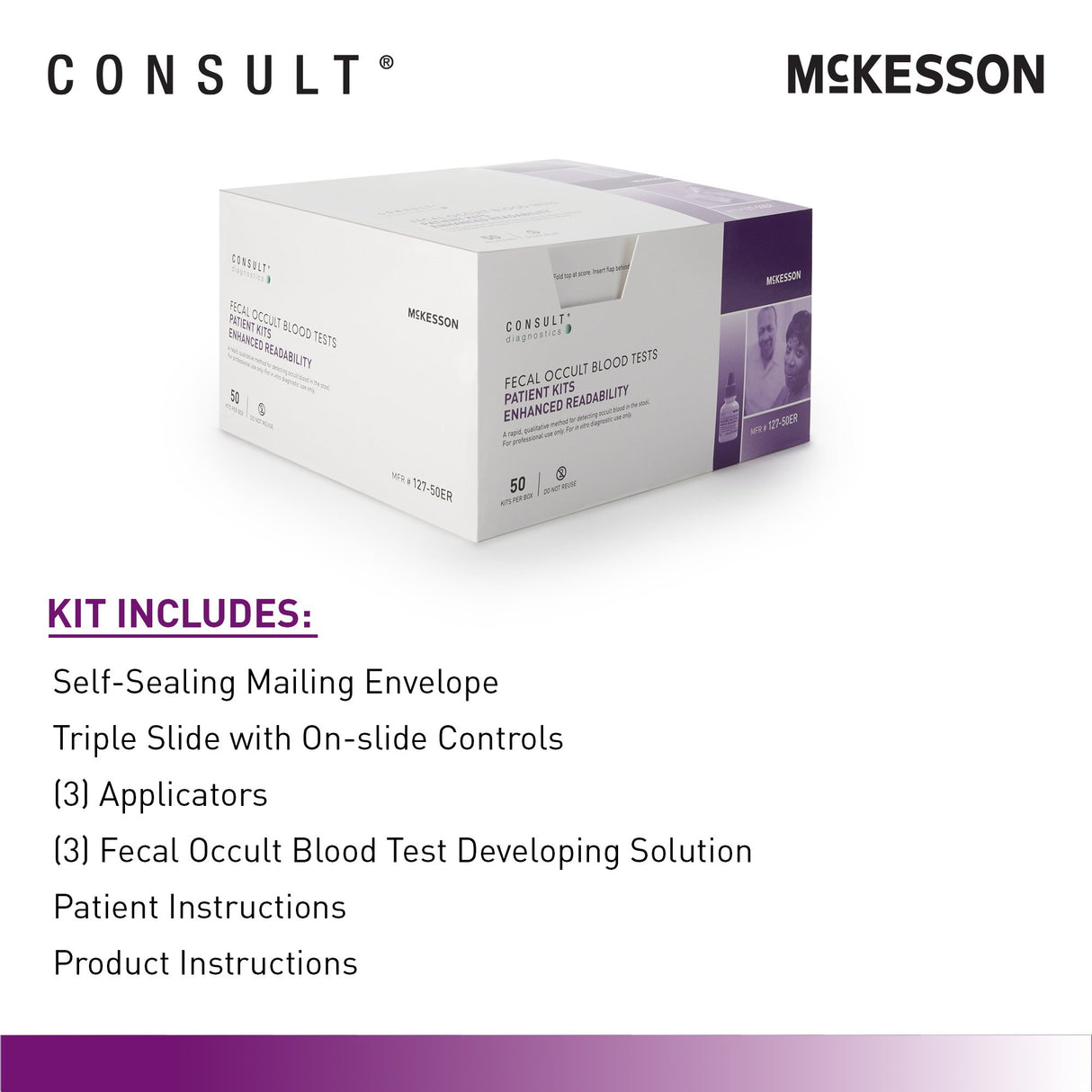 Cancer Screening Test Kit McKesson Consult™ Fecal Occult Blood Test (FOBT) 50 Tests CLIA Waived - BeHope