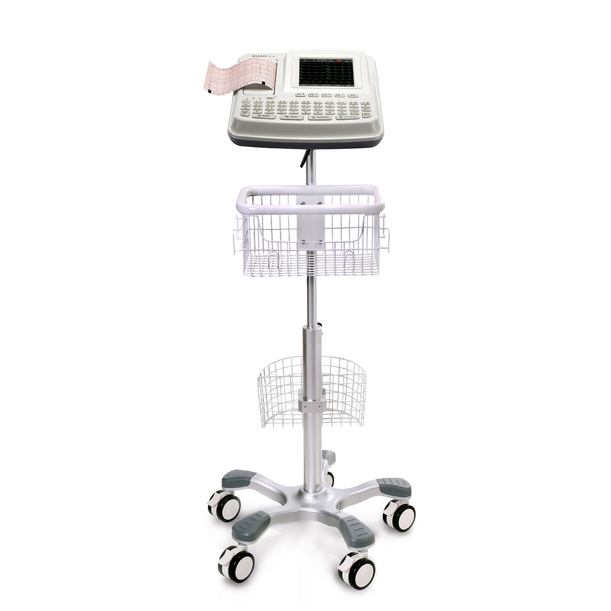 Rolling Stand With Basket and Locking Casters, 28 lbs. Weight For use with Edan ECG series - BeHope