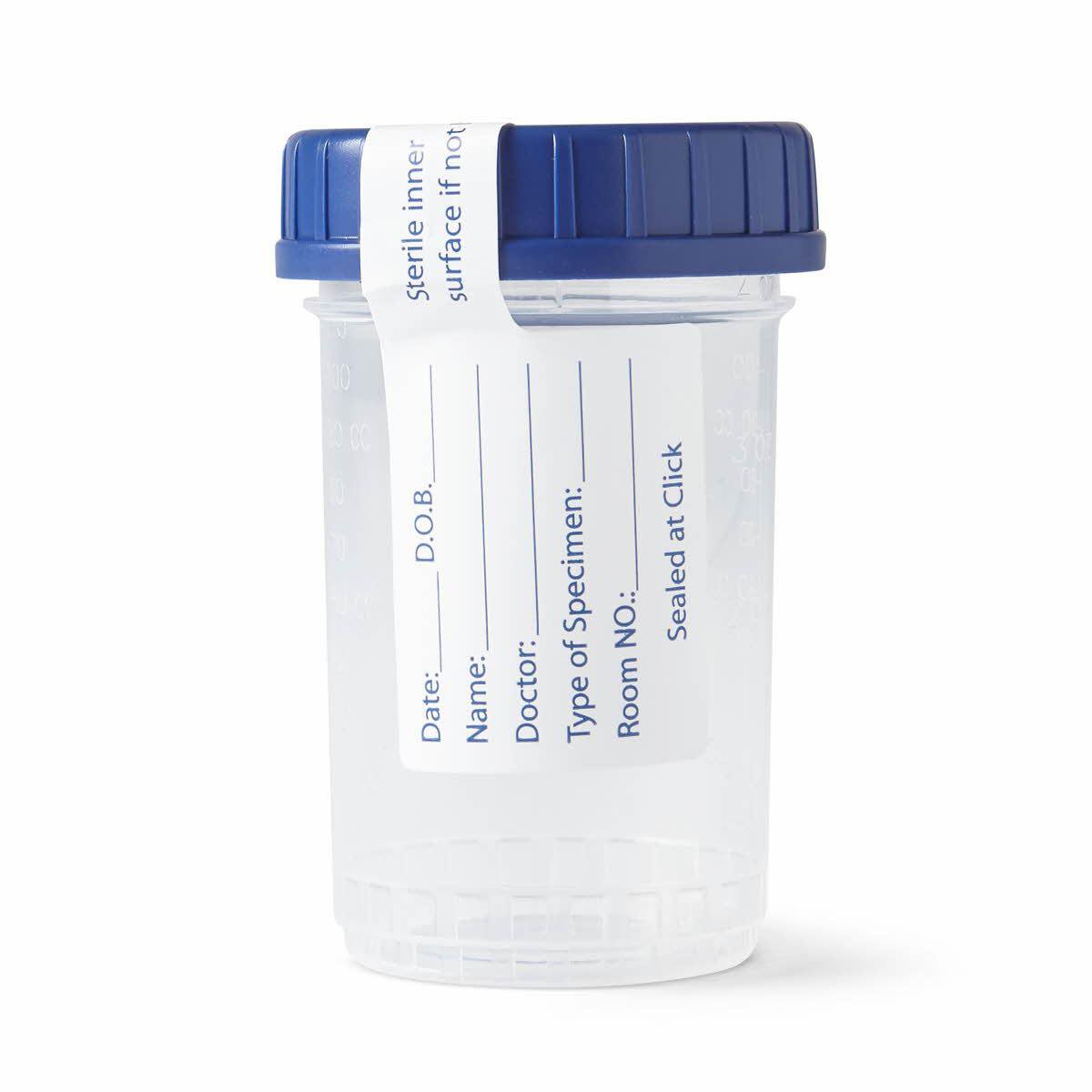 Specimen Container for Pneumatic Tube Systems Click-N-Close 120 mL (4 oz.) Screw Cap Patient Information Sterile Fluid Path - BeHope