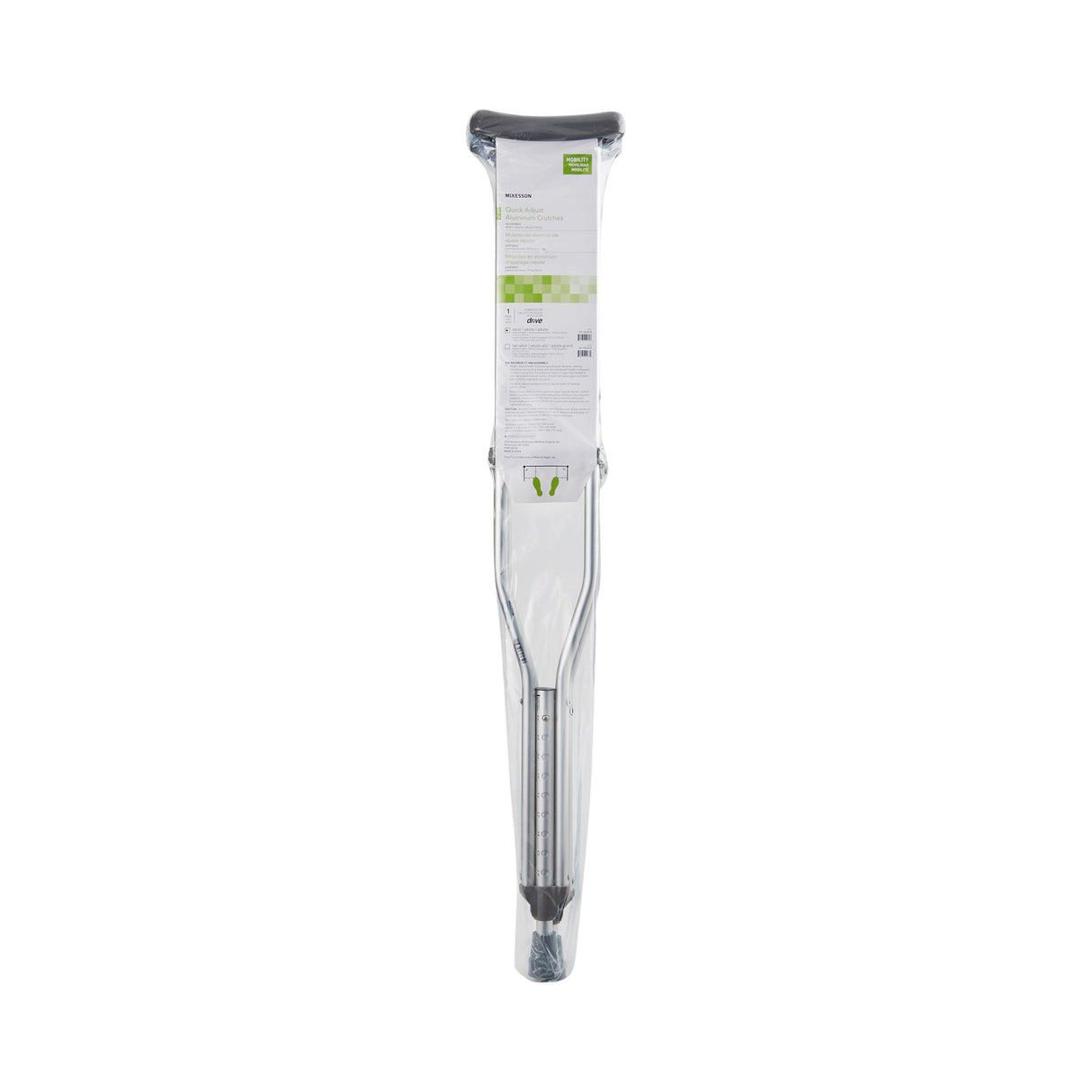 Underarm Crutches McKesson Adult 5 Foot 2 Inch to 5 Foot 10 Inch User Height Aluminum Frame 350 lbs. Weight Capacity - BeHope