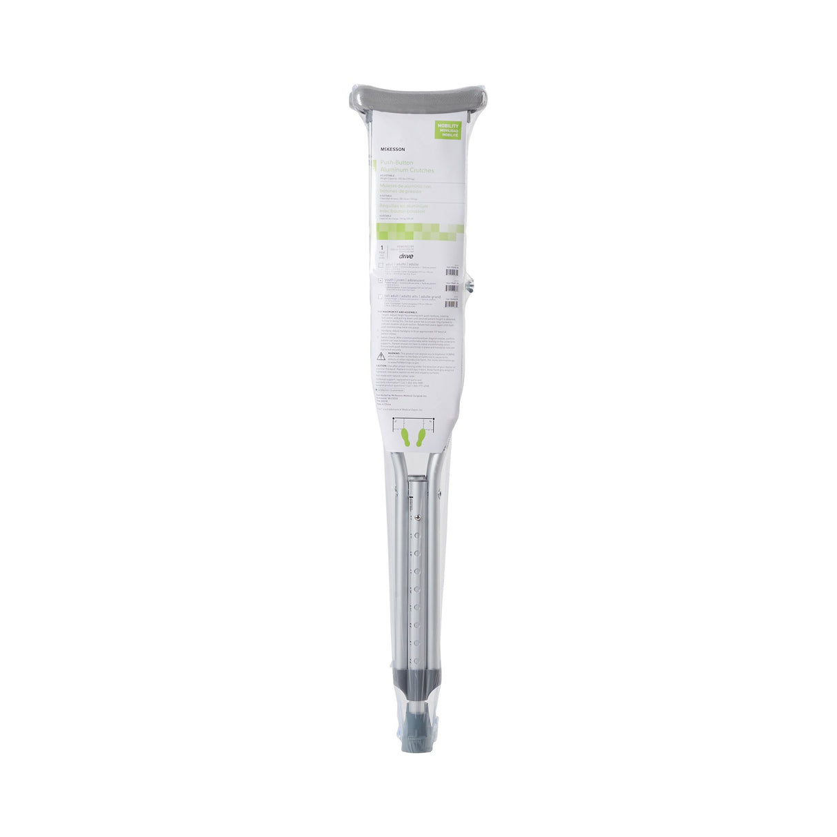 Underarm Crutches McKesson Youth 4 Foot 6 Inch to 5 Foot 2 Inch User Height Aluminum Frame 350 lbs. Weight Capacity - BeHope