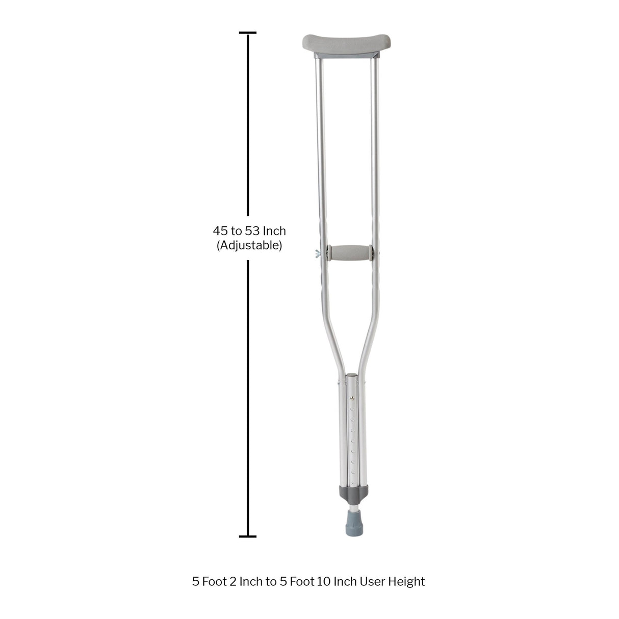 Underarm Crutches McKesson Adult 5 Foot 2 Inch to 5 Foot 10 Inch User Height Aluminum Frame 350 lbs. Weight Capacity - BeHope