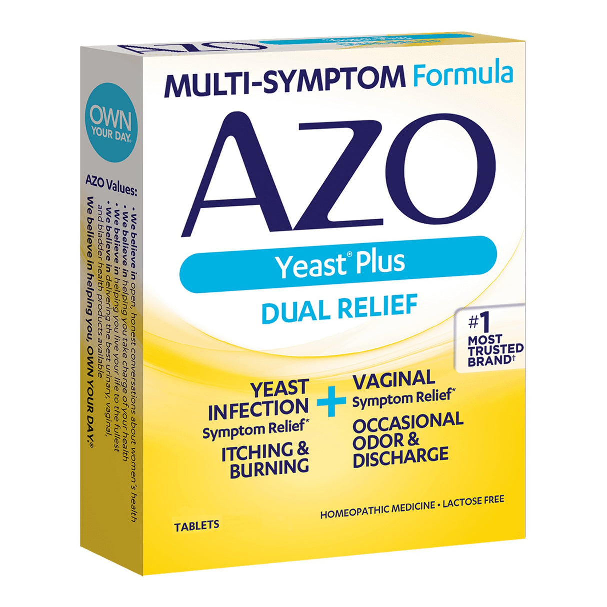 Vaginal Antifungal Azo Yeast® Plus Tablet 60 per Bottle Box - BeHope