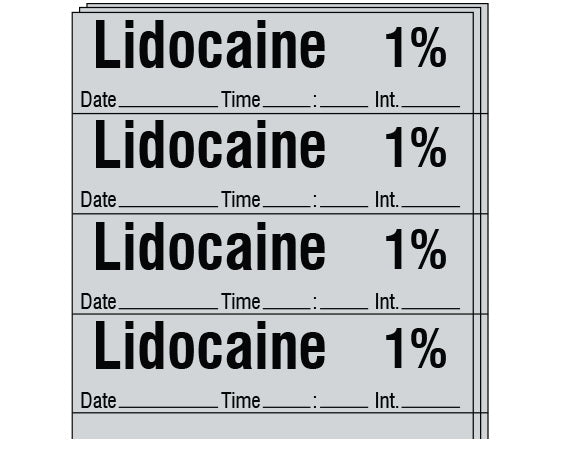 Drug Label Shamrock Anesthesia Label Tape Lidocaine 1% / Date _____ Time _____:_____ Int. _____ Gray 1/2 X 2 Inch - BeHope