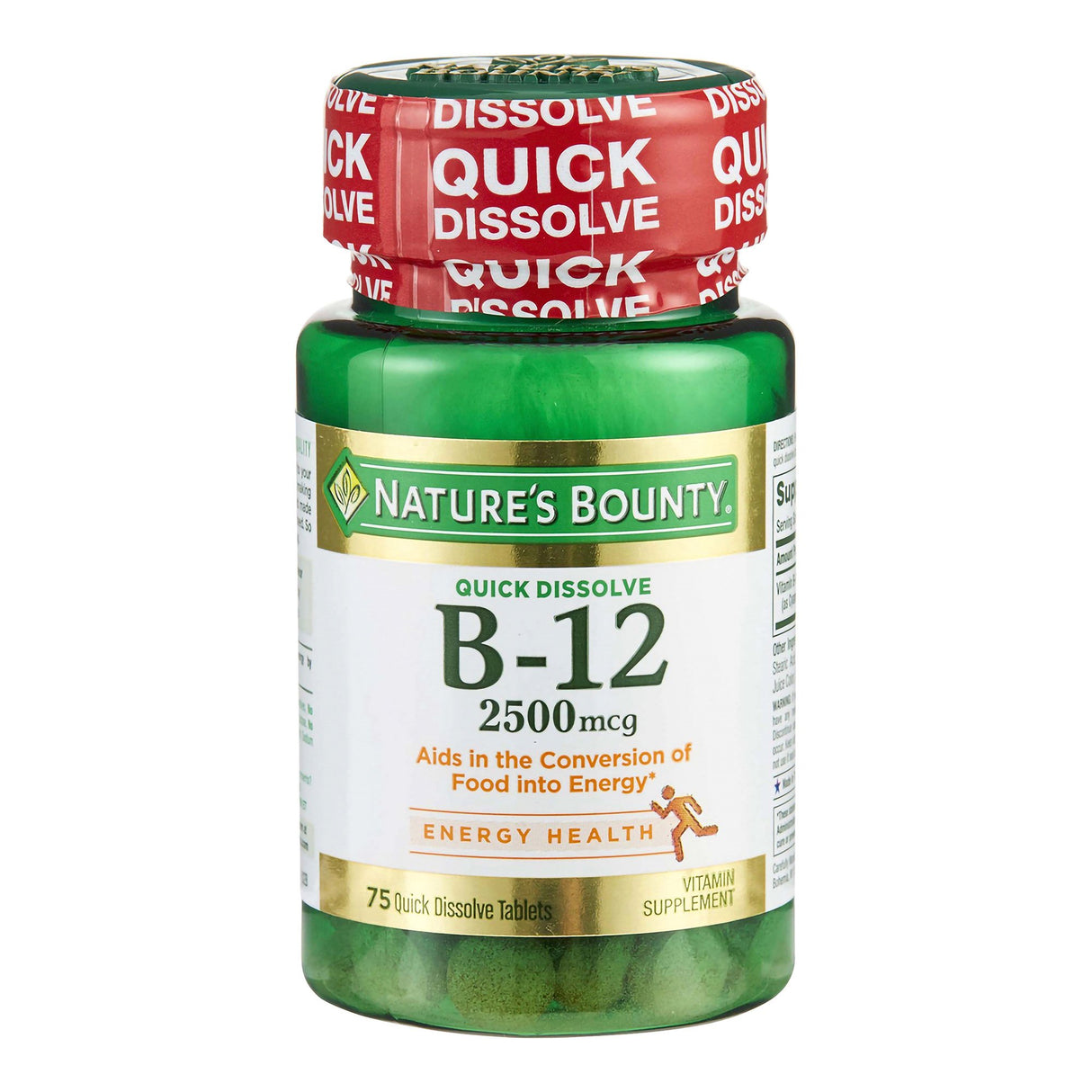 Vitamin Supplement Nature's Bounty® Vitamin B12 2,500 mcg Strength Tablet 75 per Bottle - BeHope