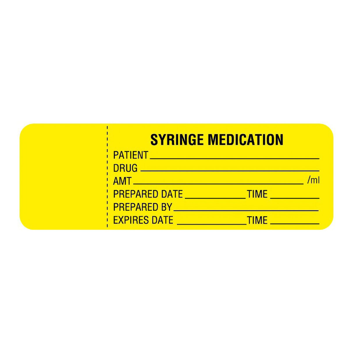 Pre-Printed Label UAL™ Anesthesia Label Yellow Paper Syringe Medication Patient_Drug_Amt_ Black Syringe Label 1 X 3 Inch - BeHope