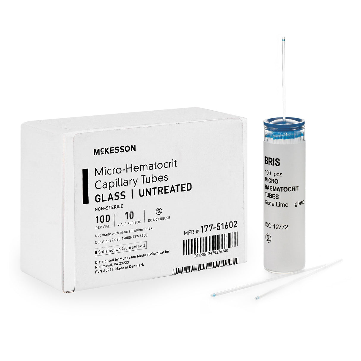 Mckesson Micro-Hematocrit Glass Capillary Tubes Untreated Blue Stripe - BeHope