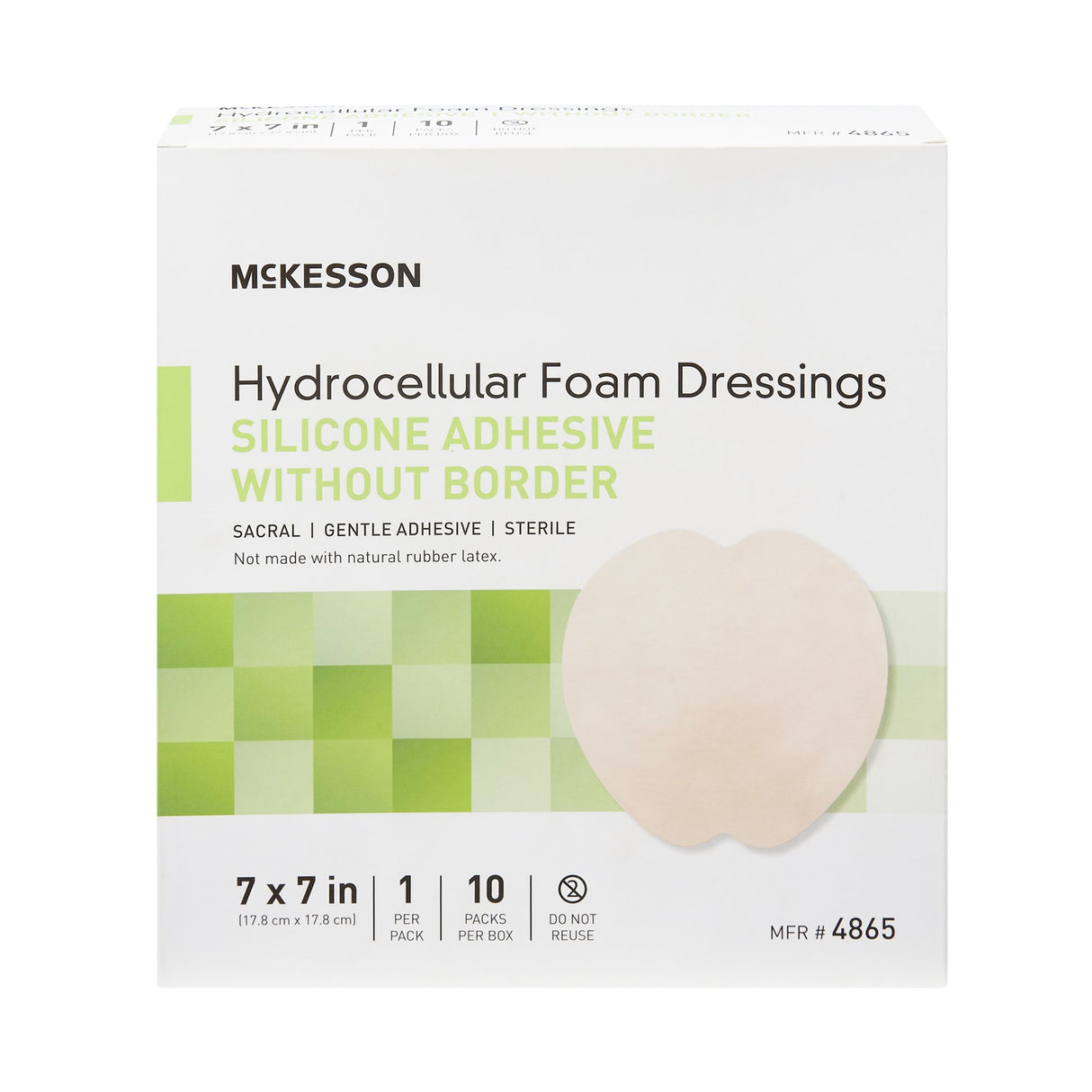 Foam Dressing McKesson 7 X 7 Inch Without Border Film Backing Silicone Gel Adhesive Sacral Sterile - BeHope