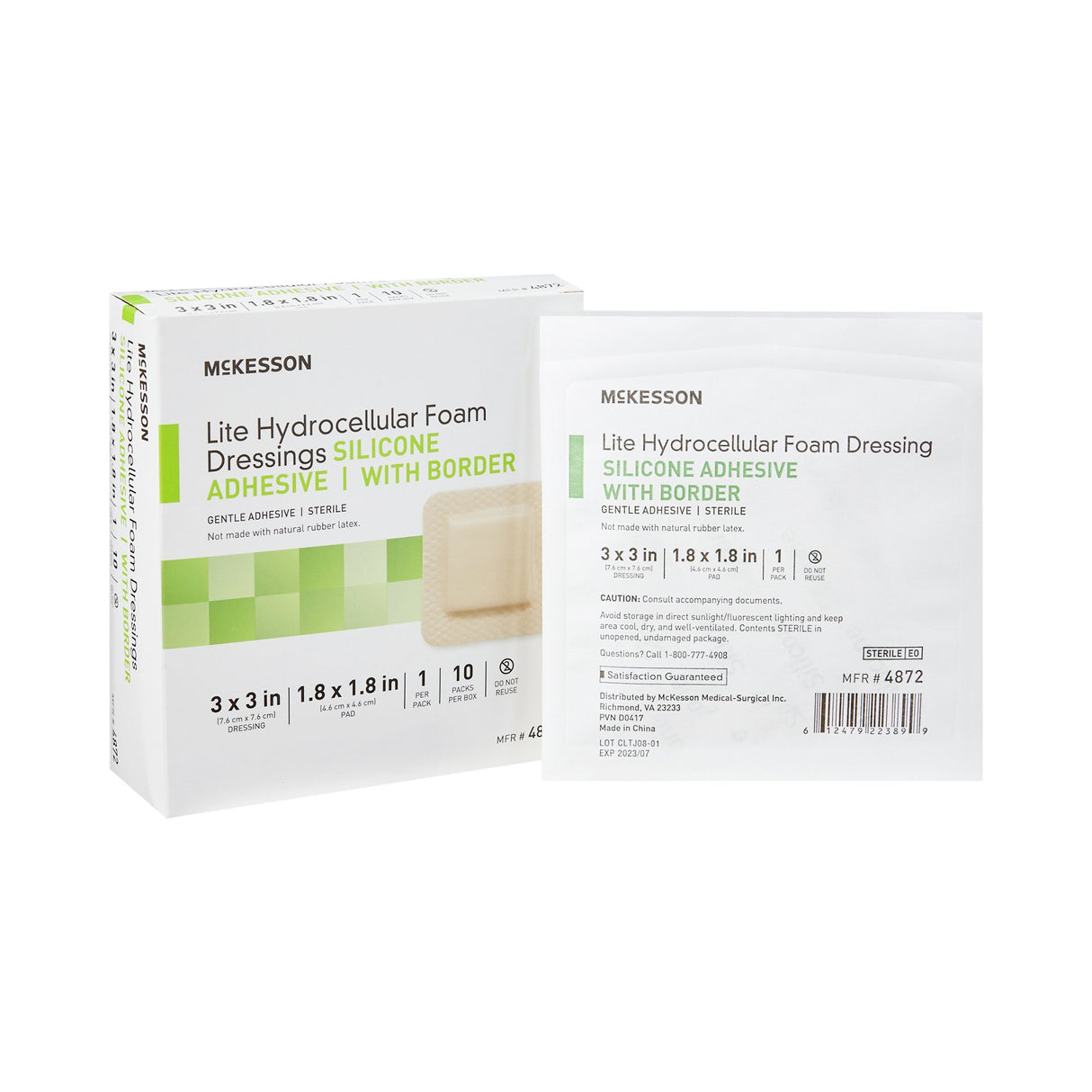 Thin Foam Dressing Mckesson Lite With Border Film Backing Silicone Gel Adhesive Sterile - BeHope
