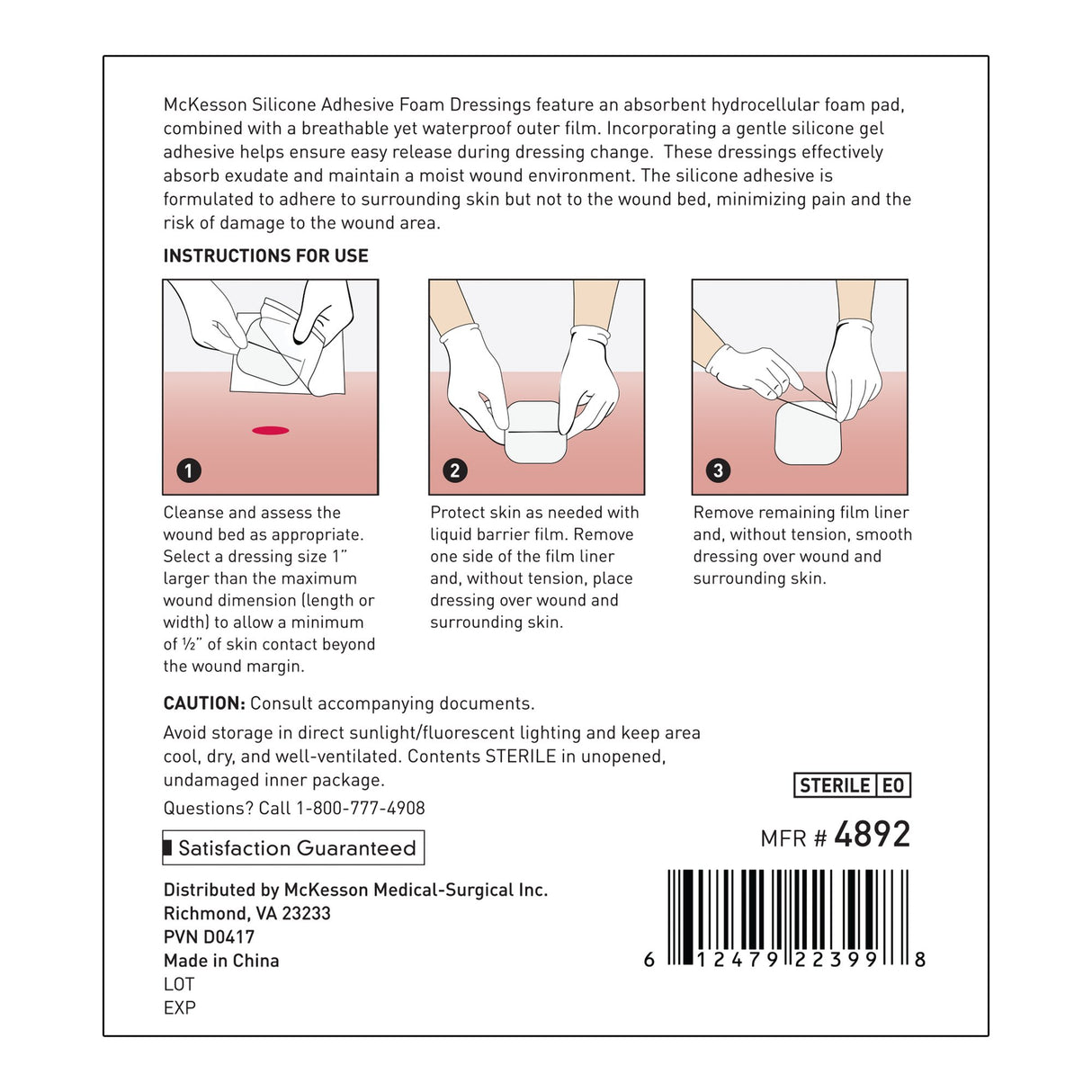 Thin Foam Dressing McKesson Lite 3 X 3 Inch Without Border Film Backing Silicone Gel Adhesive Square Sterile - BeHope