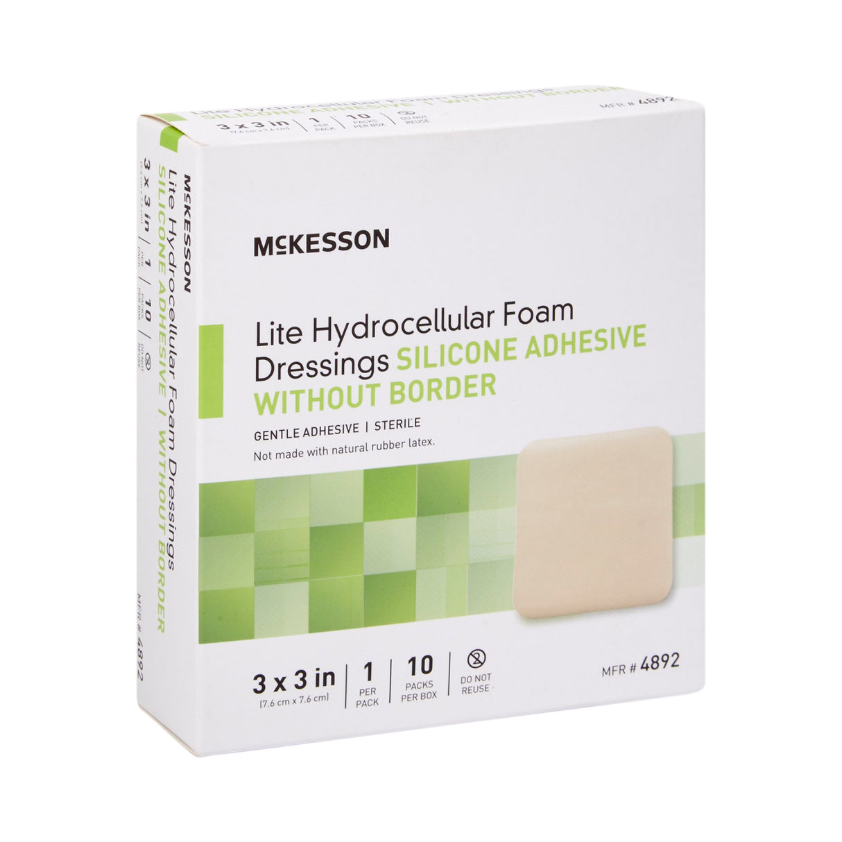 Thin Foam Dressing McKesson Lite 3 X 3 Inch Without Border Film Backing Silicone Gel Adhesive Square Sterile - BeHope