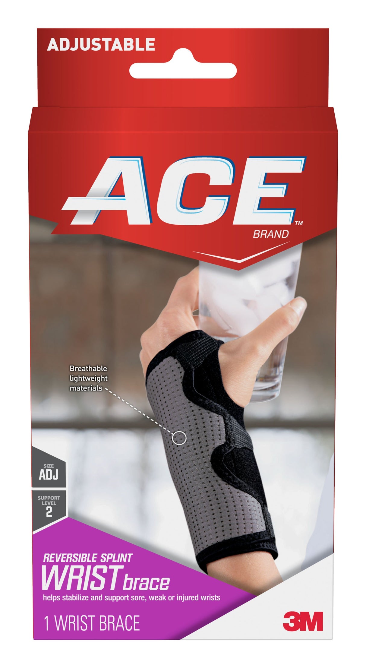 Wrist Brace 3M™ Ace™ Reversible Aluminum / Nylon / Polyester / Polyurethane / Spandex Left or Right Hand Black / Gray One Size Fits Most - BeHope