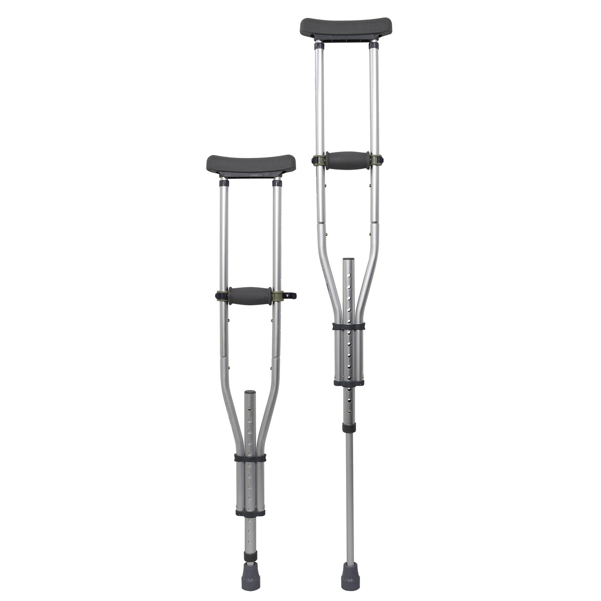 Underarm Crutches McKesson Youth / Adult / Tall Adult 4 Foot 6 Inch to 6 Foot 6 Inch User Height Aluminum Frame 300 lbs. Weight Capacity - BeHope