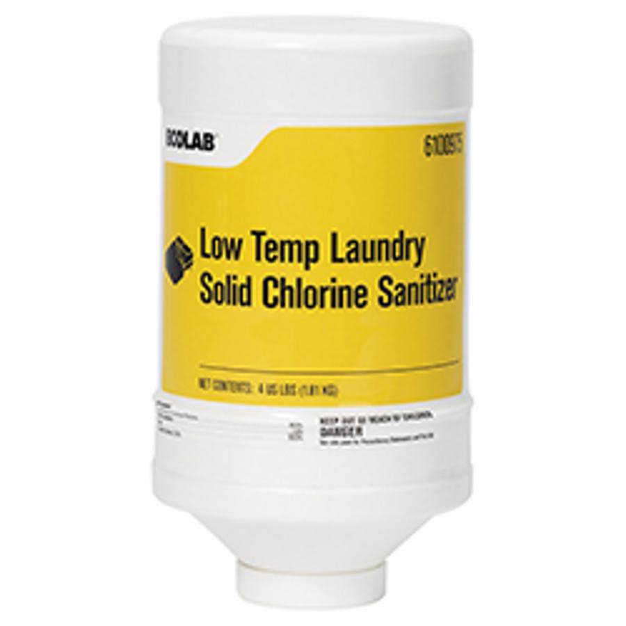 Laundry Sanitizer Ecolab® Low-Temp 4 lbs. Dispenser Bottle Solid Chlorine Scent - BeHope