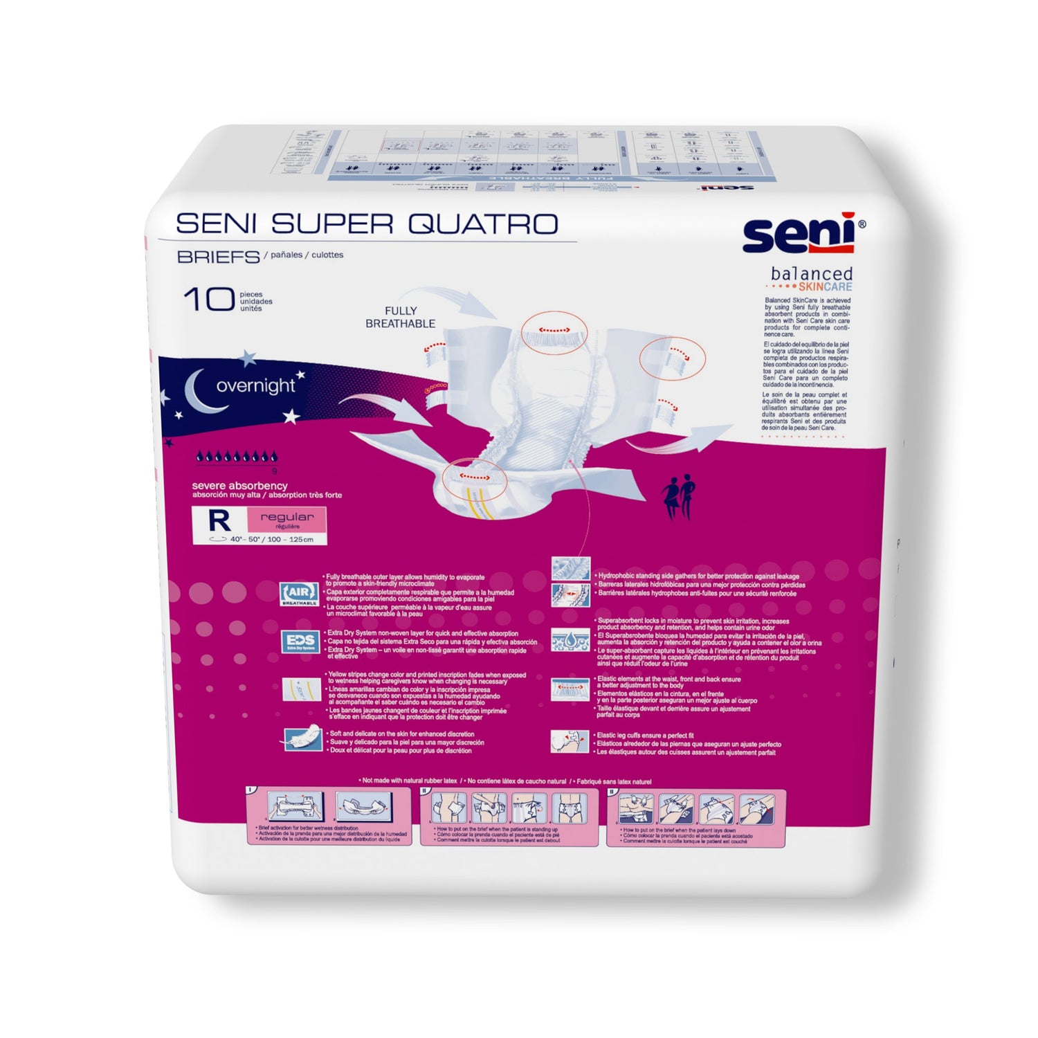Unisex Adult Incontinence Brief Seni® Super Quatro Regular Disposable Heavy Absorbency - BeHope