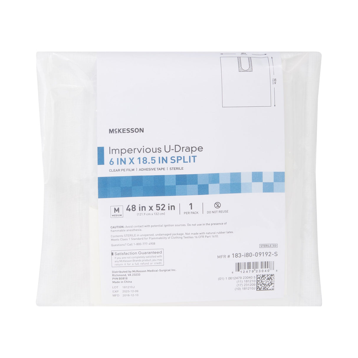 Orthopedic Drape McKesson Impervious U-Drape 52 W X 48 L Inch Sterile - BeHope