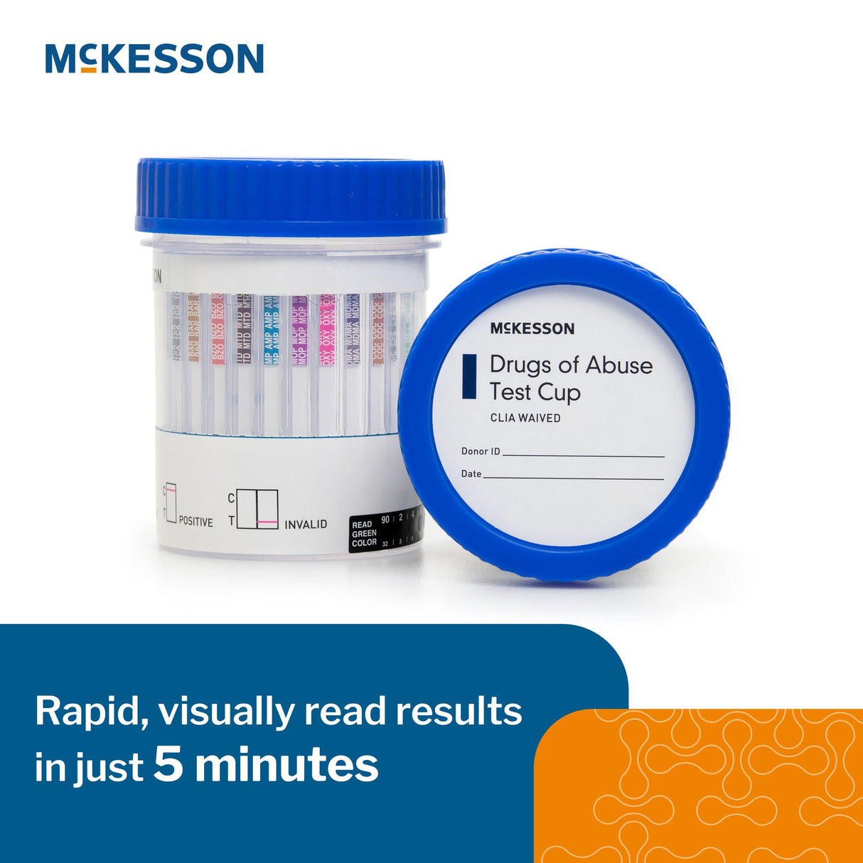 Drugs of Abuse Test Kit McKesson AMP, BAR, BZO, COC, mAMP/MET, MDMA, MOP300, MTD, OXY, PCP, TCA, THC (OX, pH, SG) 25 Tests CLIA Waived - BeHope