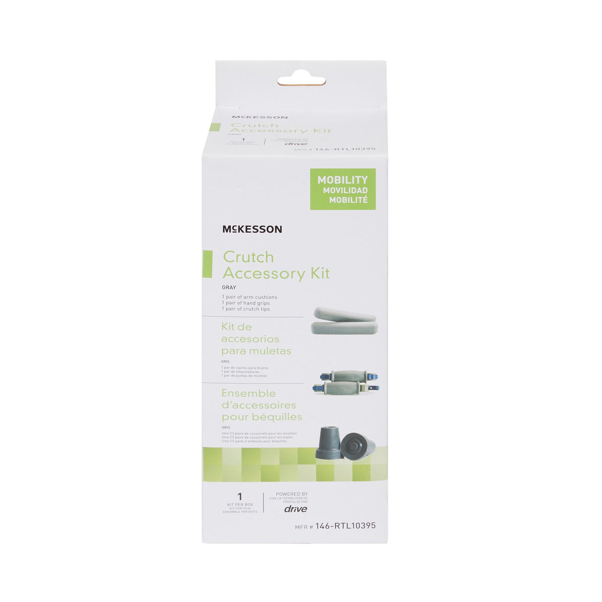 McKesson Crutch Accessory Kit For use with McKesson Universal Quick-Adjust Aluminum Crutch, MFR # 146-RTL10433 - BeHope