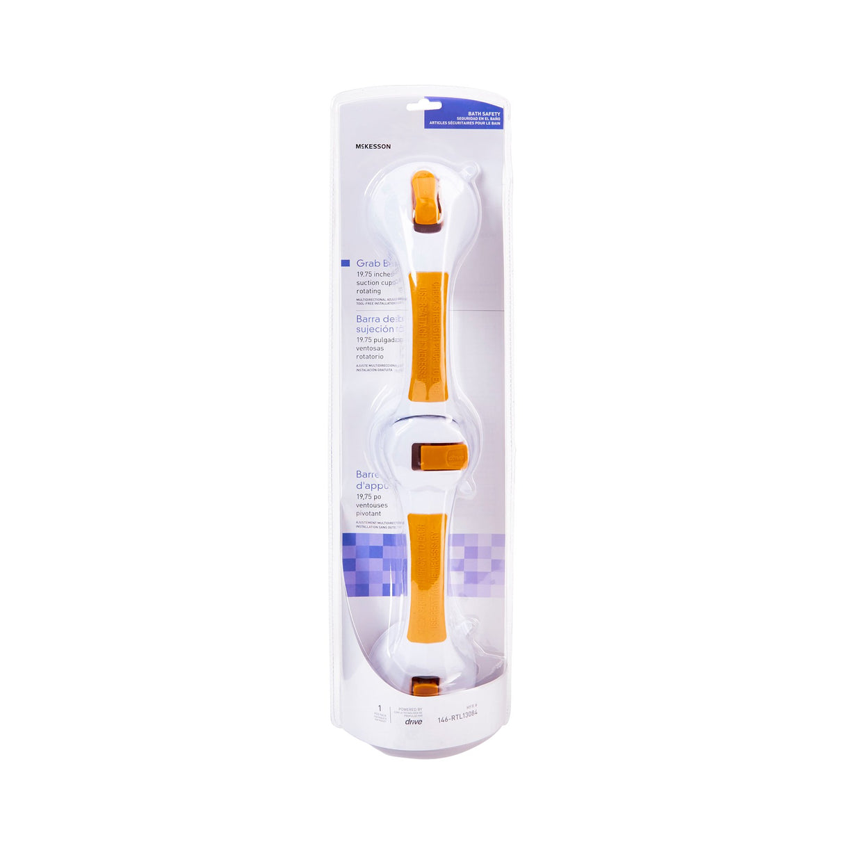 Rotating Suction-Cup Grab Bar McKesson White / Yellow Plastic - BeHope