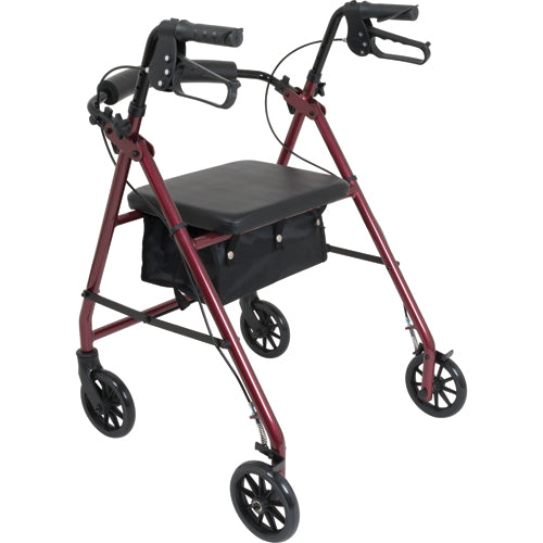 Aluminum Rollator W/loop Brake Burgundy 4-wheel - BeHope