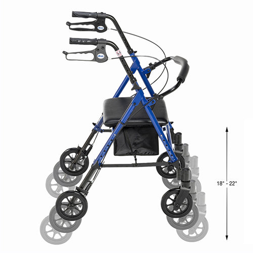 Rollator Aluminum W/adj. Seat Height Blue - BeHope