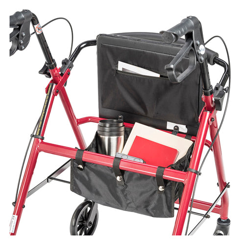 Rollator 4-wheel With Pouch & Padded Seat Red - Drive - BeHope
