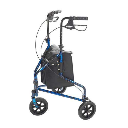 Rollator 3-wheeled W/pouch & Basket Loop Brake-flame Blue - BeHope