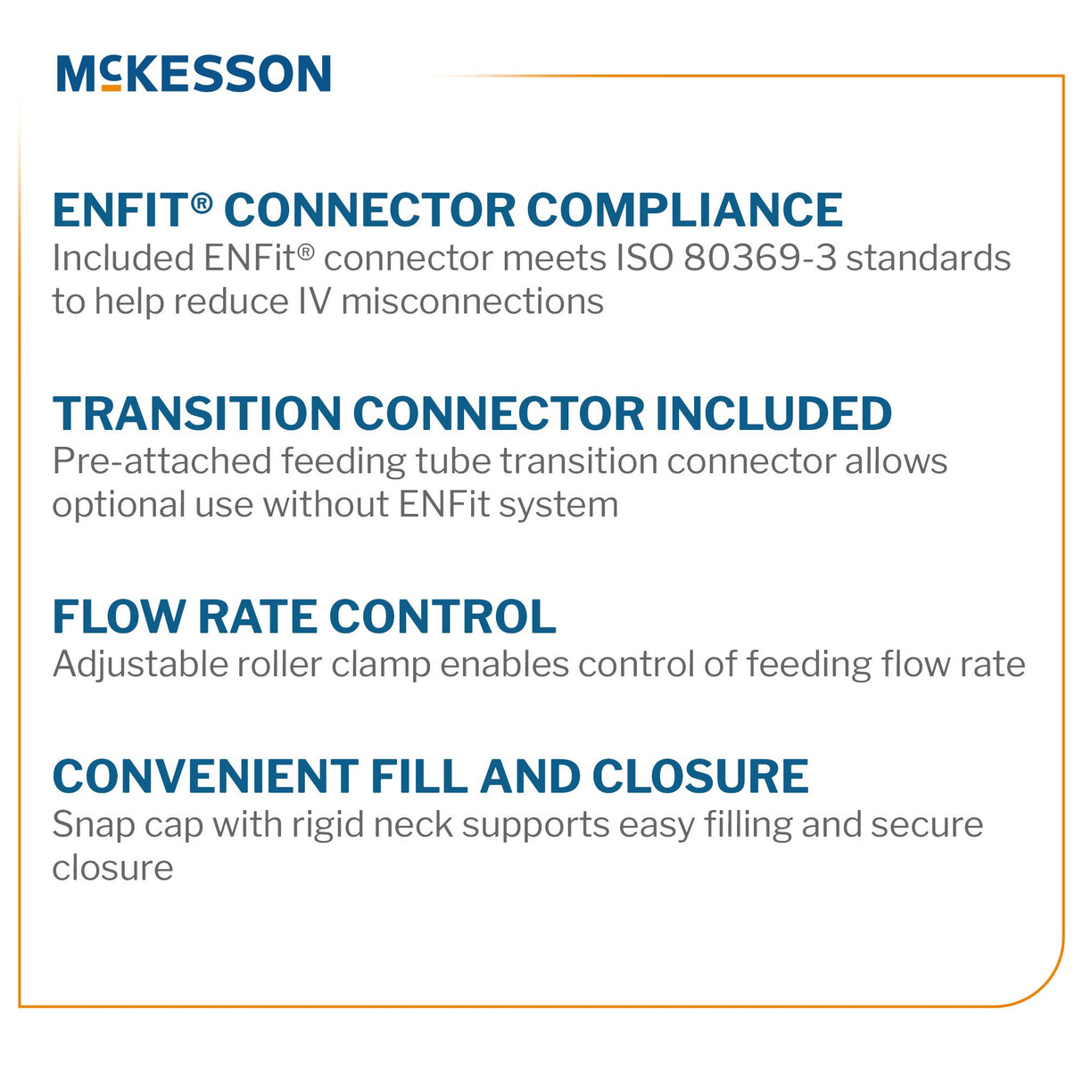 Gravity Feeding Bag Set with ENFit™ Connector McKesson 1200 mL - BeHope