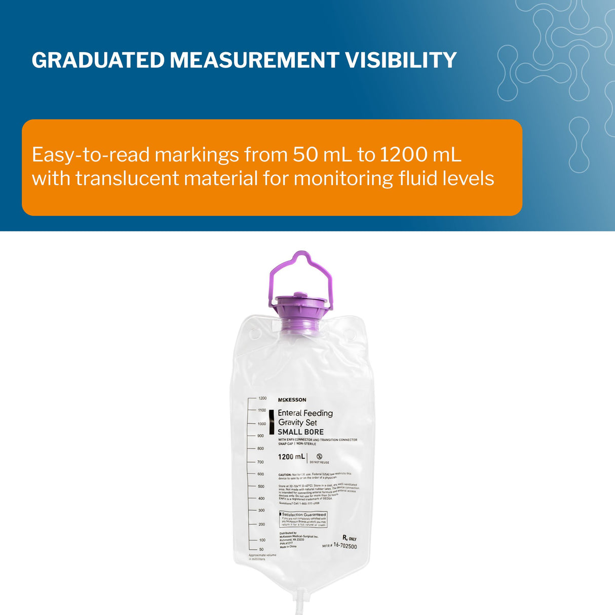 Gravity Feeding Bag Set with ENFit™ Connector McKesson 1200 mL - BeHope