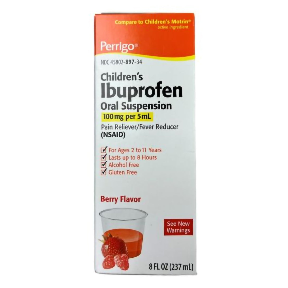 Children's Pain Relief Perrigo 100 mg / 5 mL Strength Ibuprofen Oral Suspension 4 oz. - BeHope