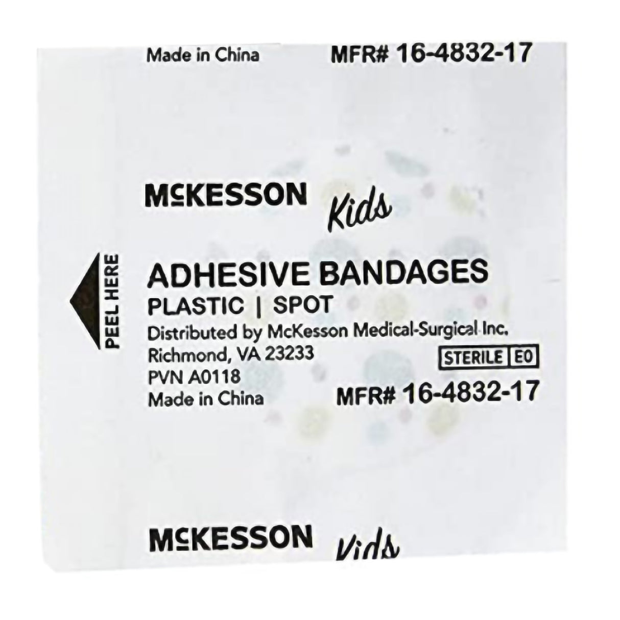 Adhesive Spot Bandage McKesson Kidsâ„¢ Plastic Kid Design (Assorted Prints) 1 Inch Diameter Sterile - BeHope
