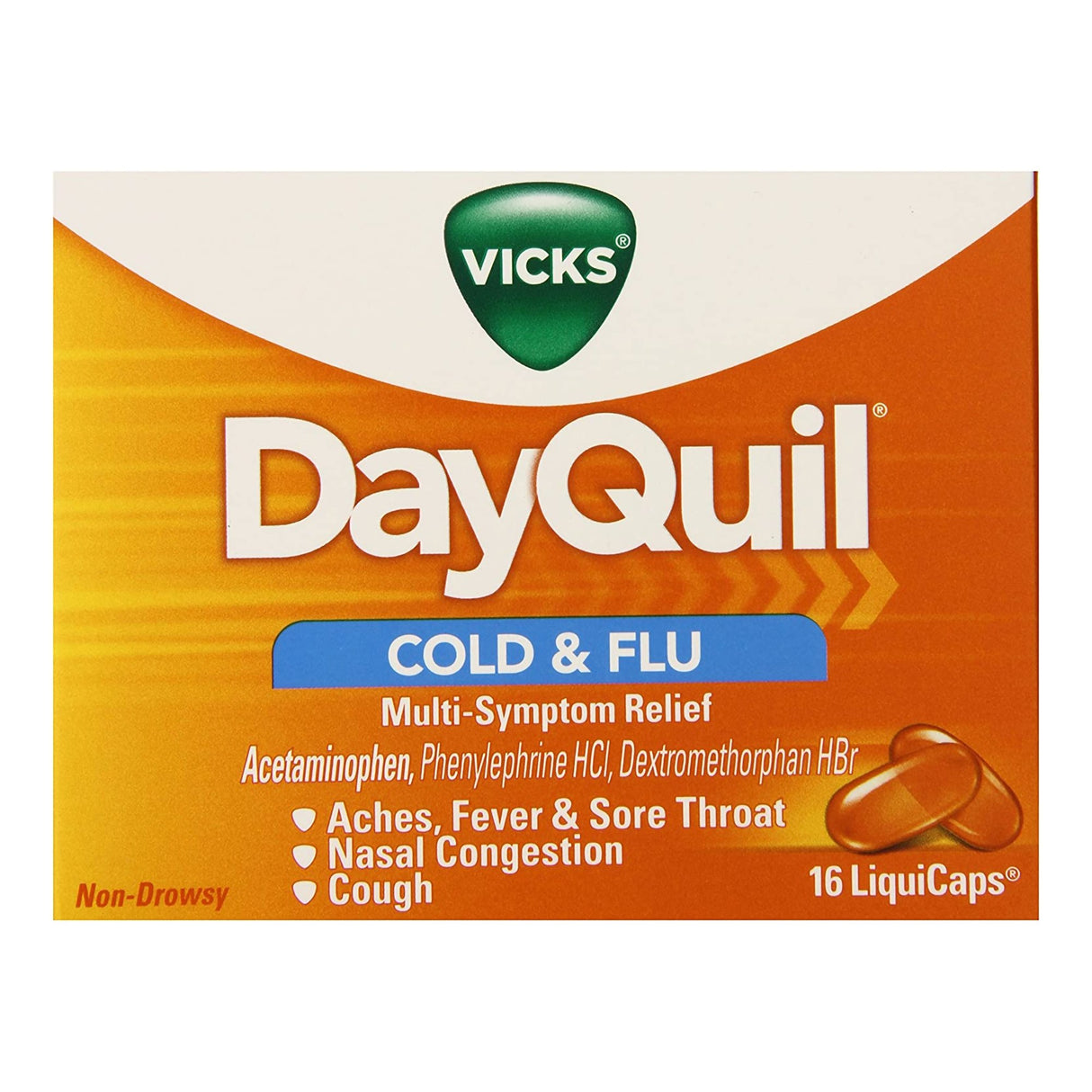 Cold and Cough Relief Vicks® 325 mg - 10 mg - 5 mg Strength Gelcap 16 per Box - BeHope