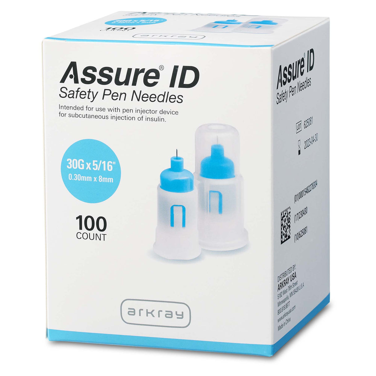Safety Insulin Pen Needle Assure® ID 30 Gauge 8 mm Length Automatic Safety Without Back-End Shield - BeHope