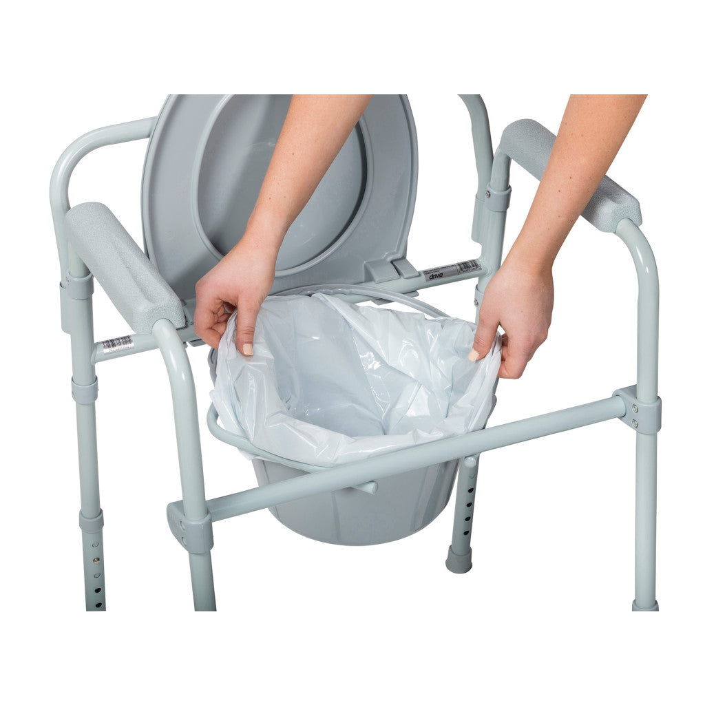 Folding Steel Commode Combo With Absorbent Commode Liners - BeHope