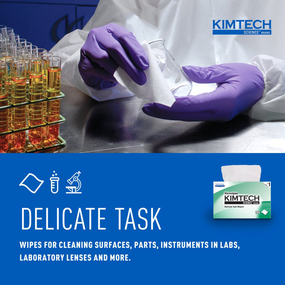 Delicate Task Wipe Kimtech Science™ Kimwipes™ Light Duty 286 Count Dispenser Box 4 X 8-1/5 Inch NonSterile Disposable - BeHope