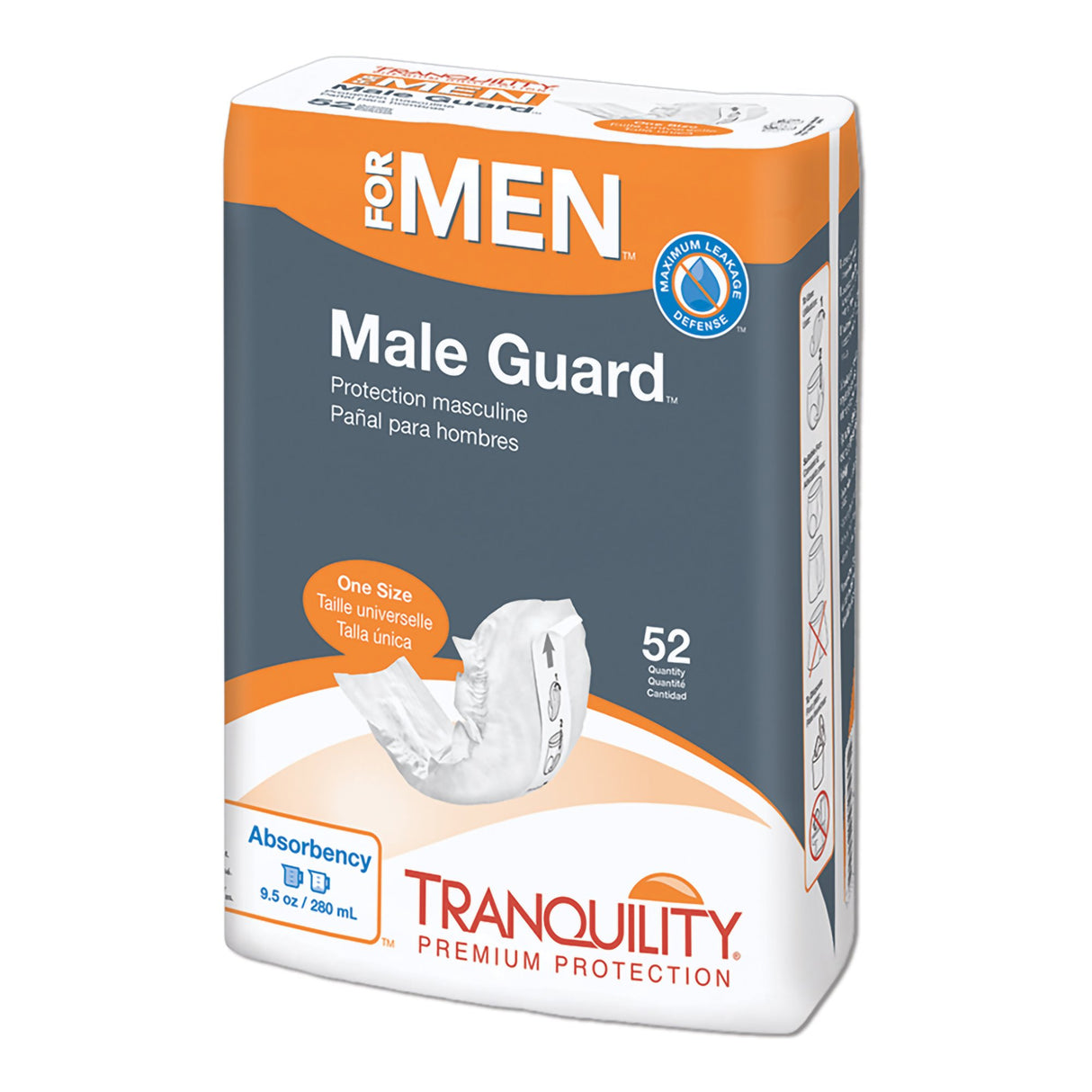 Bladder Control Pad Tranquility® Male Guard™ 5-1/4 X 12-1/4 Inch Length Heavy Absorbency Super Absorbent Core One Size Fits Most - BeHope