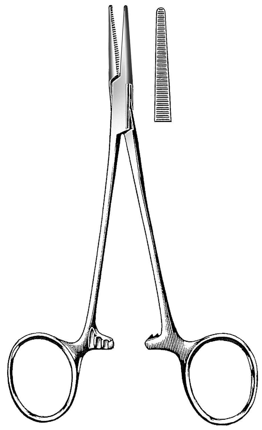 Mosquito Forceps Halsted 5 Inch Length Mid Grade Stainless Steel NonSterile Locking Finger Ring Handle Straight Serrated Tips - BeHope