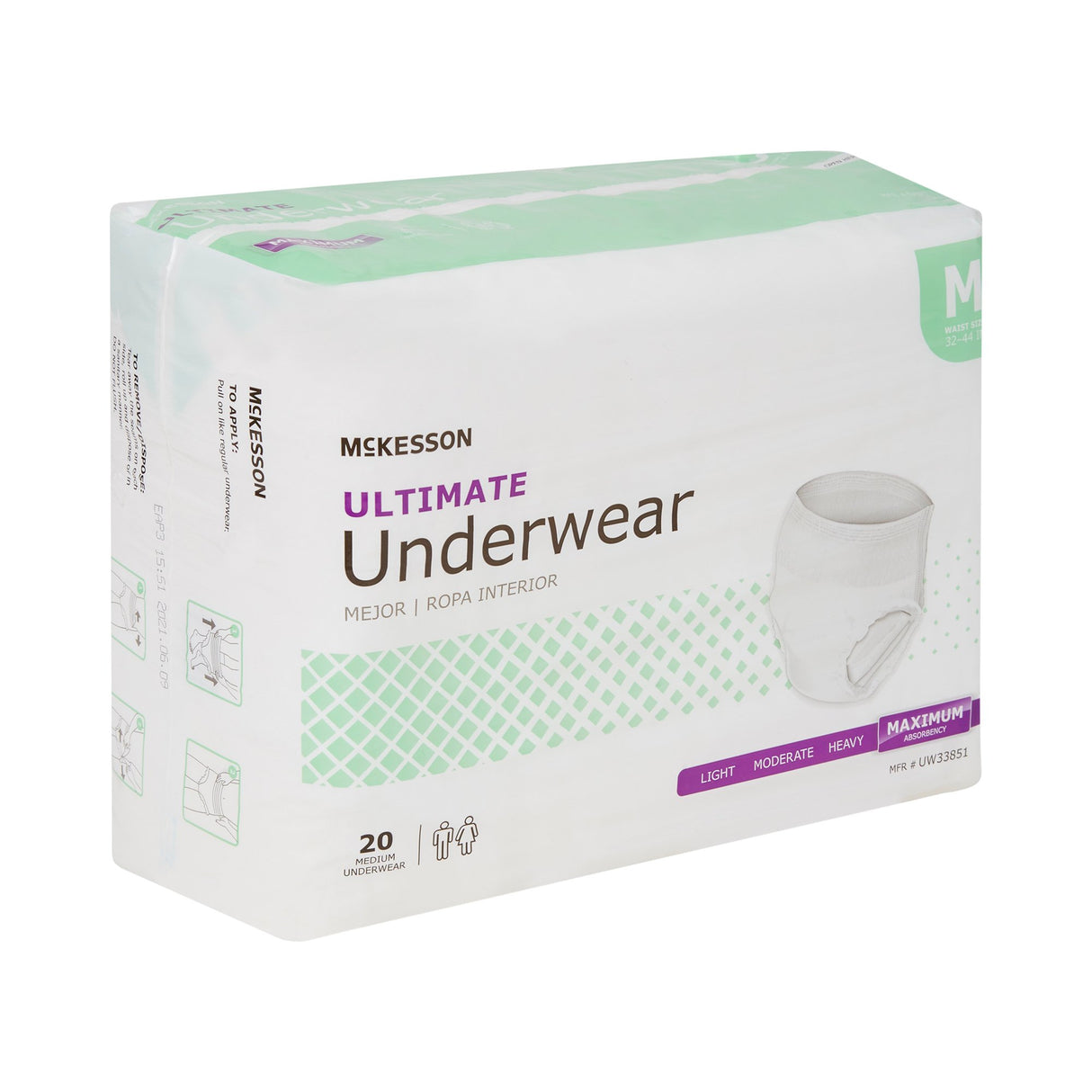 Absorbent Underwear McKesson Pull On with Tear Away Seams Adult Medium Unisex Disposable Heavy Absorbency - BeHope