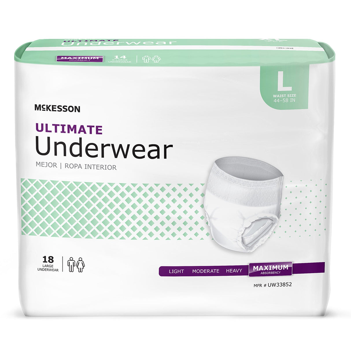 Absorbent Underwear McKesson Pull On with Tear Away Seams Adult Large Unisex Disposable Heavy Absorbency - BeHope