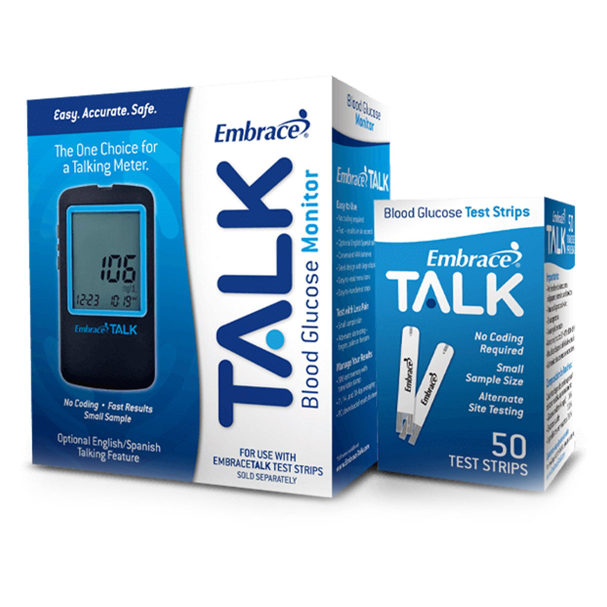 Blood Glucose Test Strips Embrace® No Coding Easy Accurate Testing - BeHope
