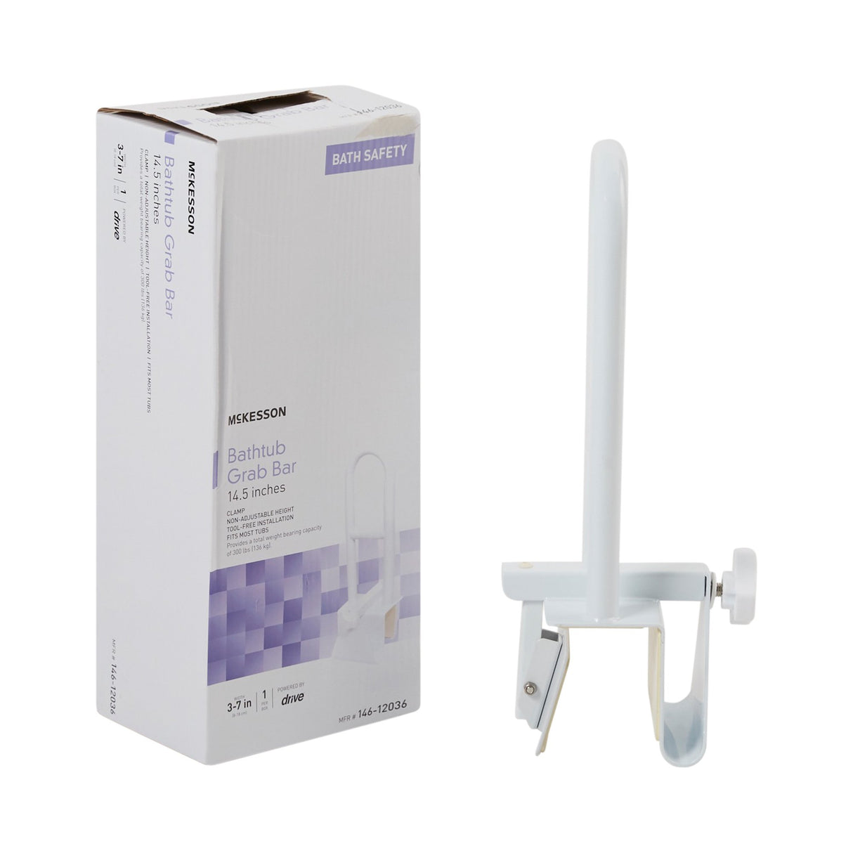 Bathtub Grab Bar McKesson White Steel - BeHope