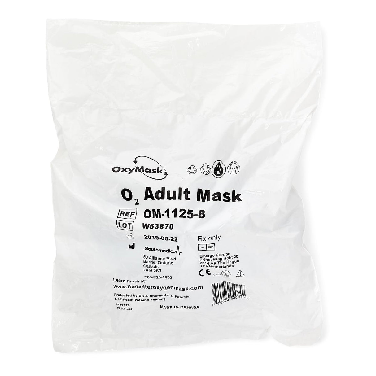 Oxygen Mask OxyMask™ For Vortex Adult One Size Fits Most Adjustable Head Strap - BeHope