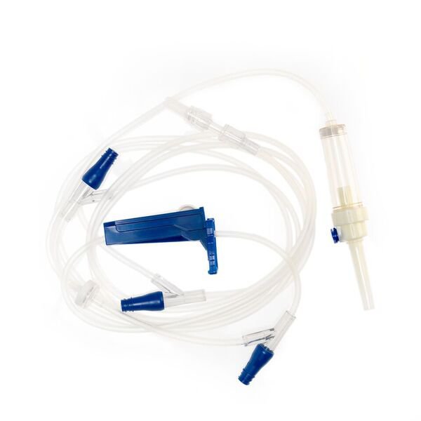 IV Pump Set TrueCare™ Pump 3 Ports 10 Drops / mL Drip Rate Without Filter 110 Inch Tubing Solution - BeHope