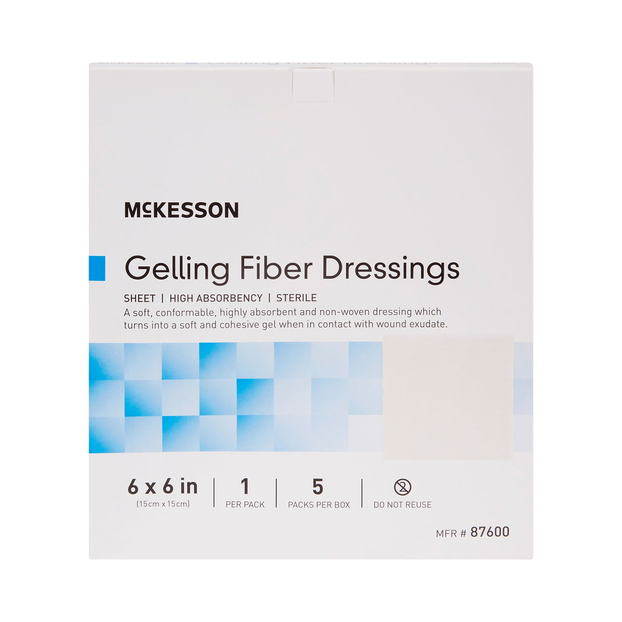 Gelling Fiber Wound Dressing McKesson 6 X 6 Inch Square Sterile - BeHope
