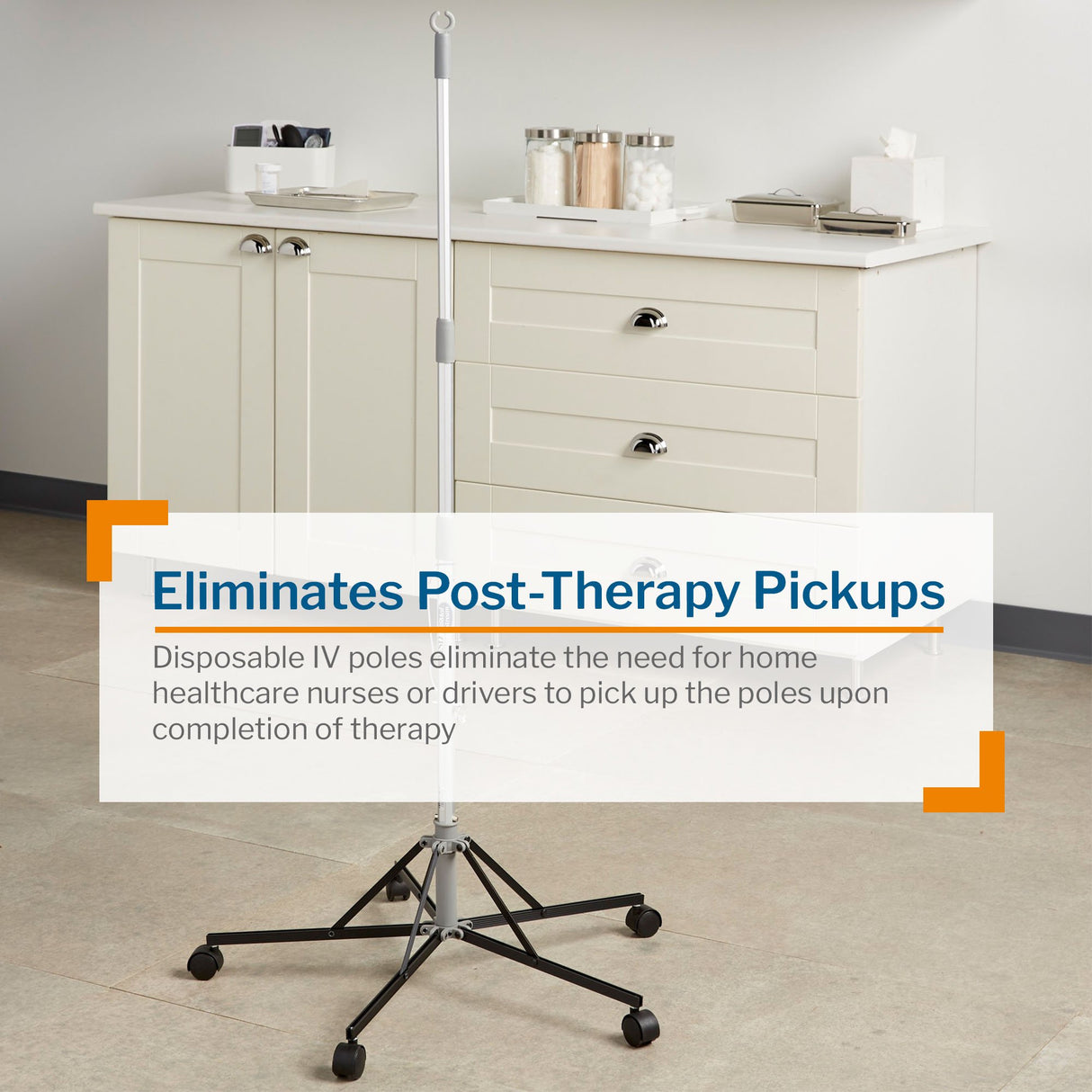 Disposable IV Stand Floor Stand 2 Hooks 5 Legs with Casters - BeHope