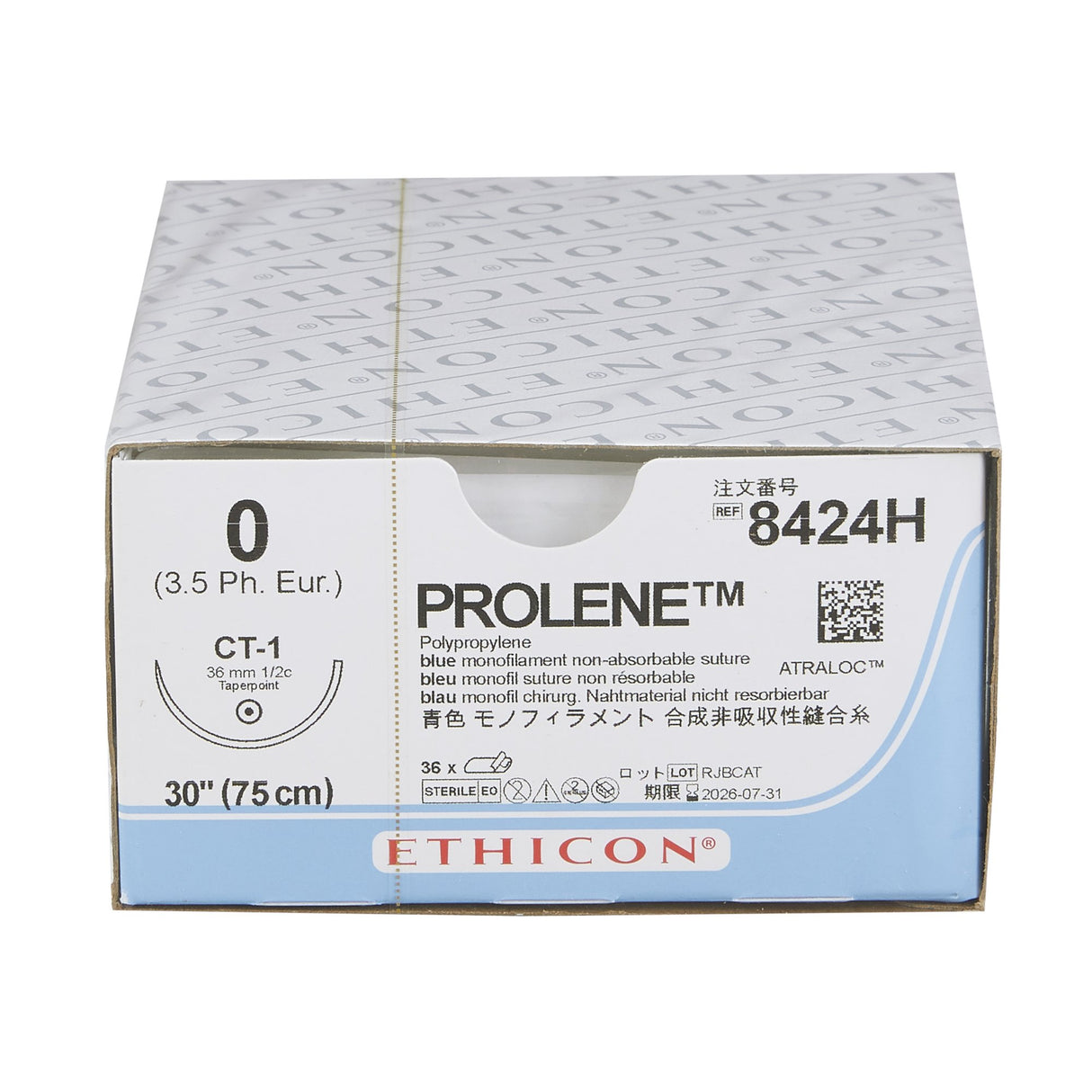 Nonabsorbable Suture with Needle Prolene™ Polypropylene CT-1 1/2 Circle Taper Point Needle Size 0 Monofilament - BeHope